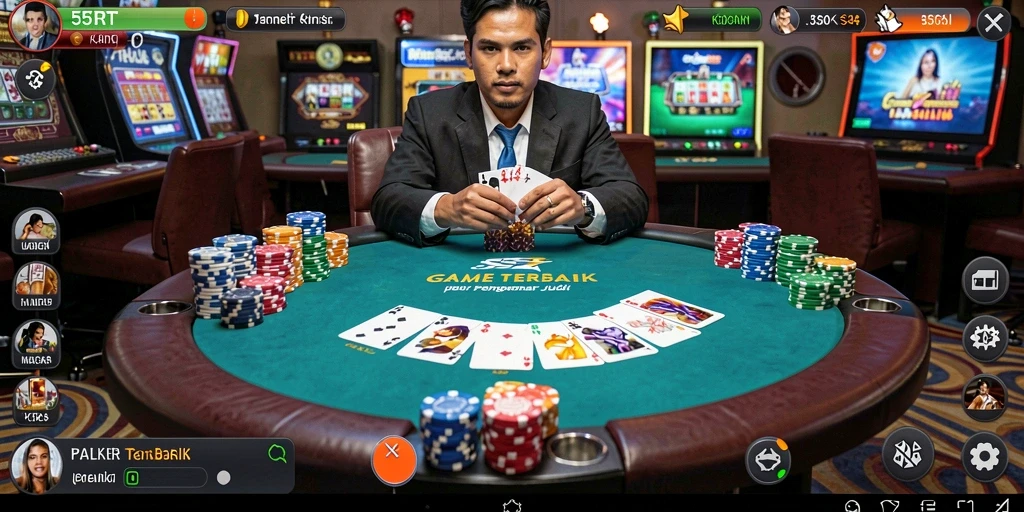 Tampilan gameplay seru dalam aplikasi Poker 55RT.