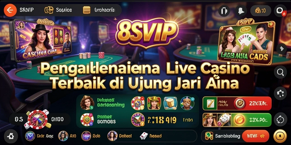 Screenshot gameplay 8SVIP menampilkan dealer langsung di meja permainan.