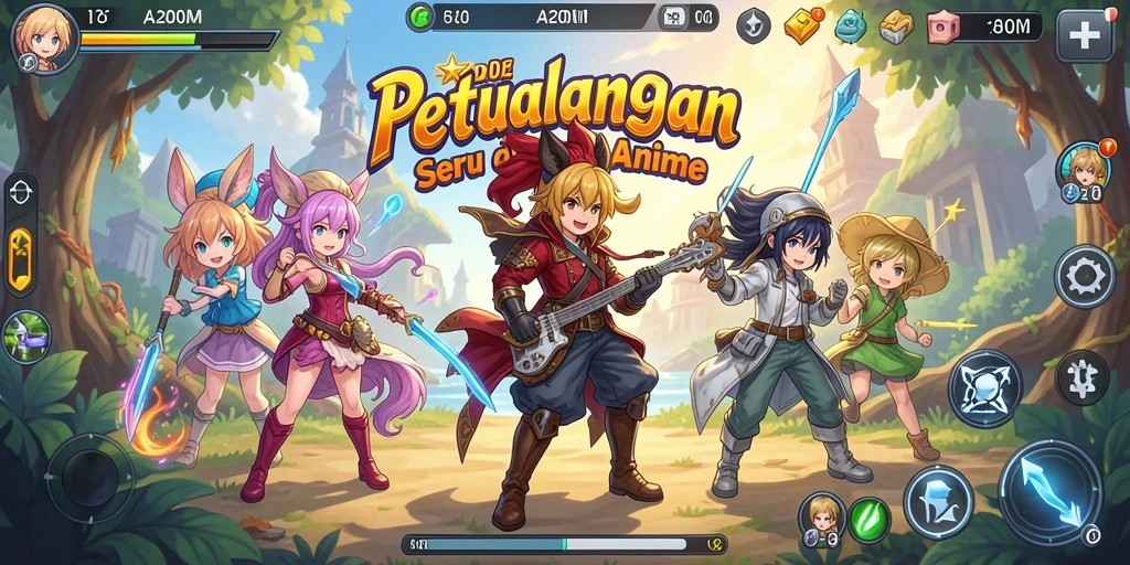 Screenshot A200M menampilkan karakter Anime dalam pertarungan epik.