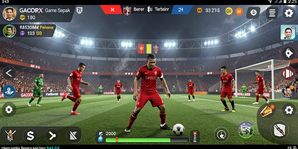 Tampilan gameplay GACORX yang mendebarkan dalam pertandingan sepak bola.