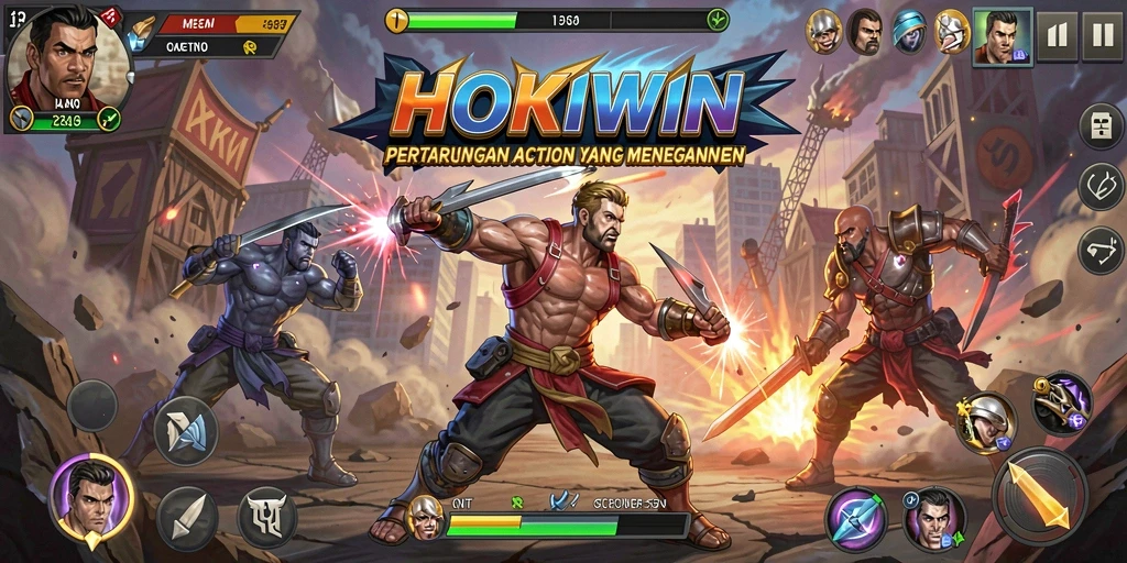 Tampilan gameplay HOKIWIN yang seru dalam pertempuran.