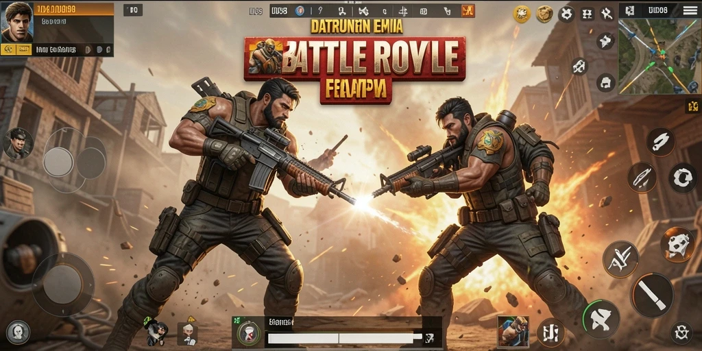 Tampak seru pertarungan pemain dalam <strong>ID098</strong> di medan perang Battle Royale.