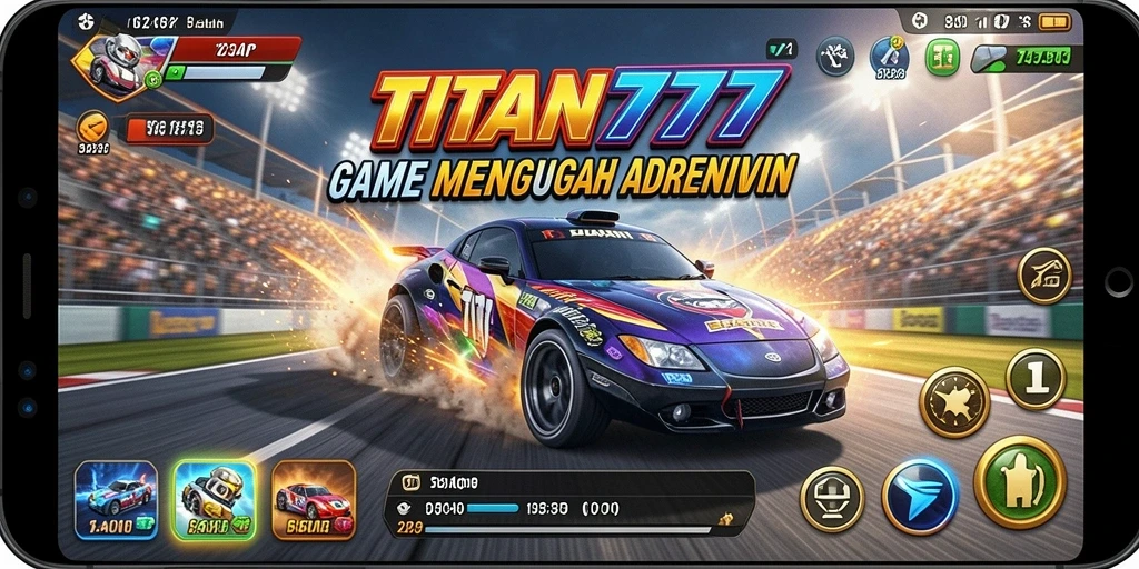 Tampilan gameplay menegangkan dari TITAN777, menghadirkan aksi balapan yang mendebarkan.